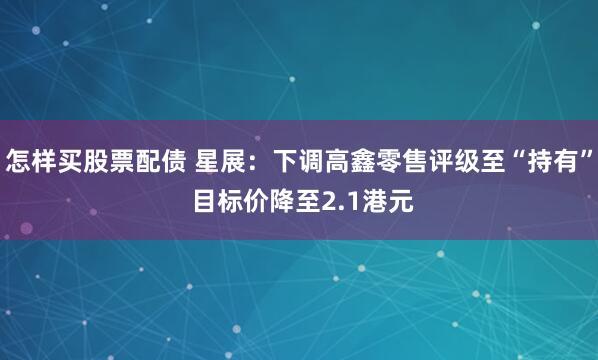 怎样买股票配债 星展：下调高鑫零售评级至“持有” 目标价降至2.1港元